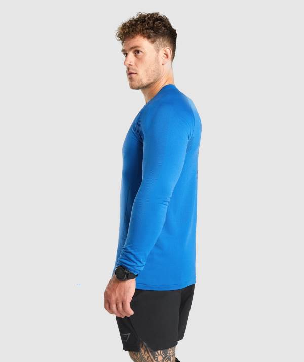 Panske Mikiny Gymshark Apex Long Sleeve Modre | QZ0469721